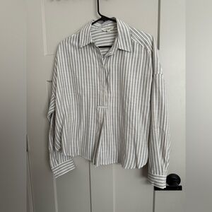 Max Studio Beige and White Striped Shirt